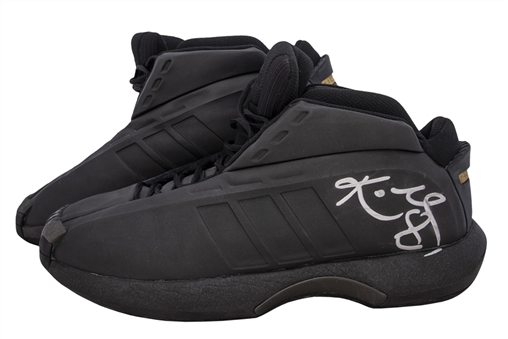 Circa 2000-2001 Kobe Bryant Game Used & Signed Pair of Adidas Sneakers (Sports Investors Authentication & Beckett)